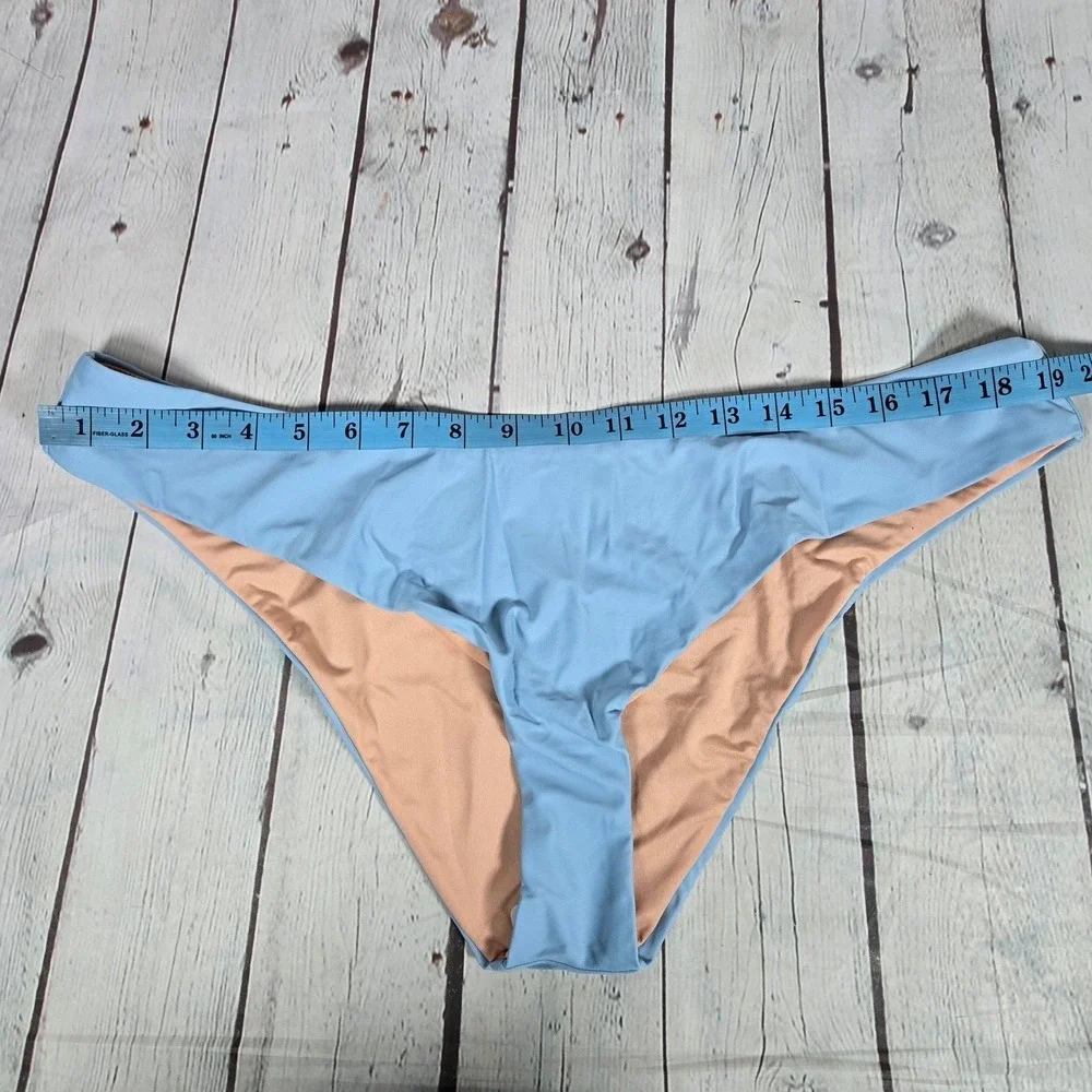J. Crew Curved-waist cheeky bikini bottom in‎ Blue Mist XXL NWT